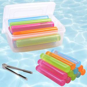 lot 20081 image: 12 Pack Reusable Ice Cube with Lid and Bin, Plastic Ice Cubes for Drinks BPA Free, Washable Freezable Ice Sticks for Water Bottles, Whiskey, Vodka, Coffee, Beer, Wine