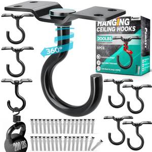 lot 20088 image: 8Pcs 200LB Rotatable Ceiling Hook Wall Mount Metal Hanger for Hanging Plant