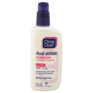 lot 20090 image: Clean & Clear Essentials Dual Action Facial Moisturizer with Salicylic Acid Acne Medication to Treat Acne and Prevent Pimples, Oil Free Face Moisturizer Cream for Acne-Prone Skin, 4 oz