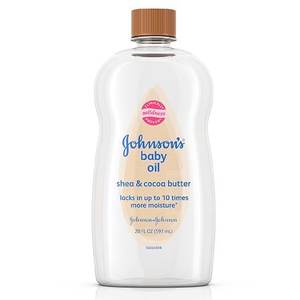 lot 20104 image: Johnson s Baby Body Moisturizing Oil with Shea & Cocoa Butter  20 oz
