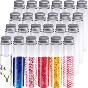 lot 20108 image: 23 Pcs 115ml Test Tubes,Clear Plastic Test Tubes with Caps,Flat-Bottomed Bath Salt Containers for Candy,Gumball Candy,Plant Propagation,Jewelry