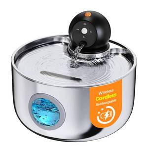 lot 20120 image: Wireless Cat Water Fountain Cordless Battery Operated Cat Fountains