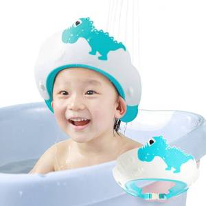 lot 20142 image: Shower Cap for Kids, Baby Toddler Hair Washing Shield, Visor Hat for Eyes and Ears Protection for 0-9 Years Old Children, Cute shape Shampoo Cap Makes the Baby Bath More Fun (Dinosaur, Blue)