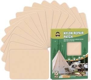 lot 20144 image: OAZ 15 Pieces 3.5 x 4.7 inch Nylon Repair Patches Nylon Fabric Patch Self-Adhesive Tent Repair Tape Waterproof Lightweight Repair Patches Repair Patch Kit for Clothing Down Jacket Bag (Beige)