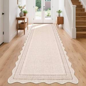 lot 20153 image: GarveeHome Scalloped Washable Runner 2x8 Rugs for Entryway Non Slip, Beige