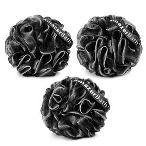 lot 20204 image: AmazerBath Loofah Sponge, Shower Loofah for Men and Women - Body Scrubber Loofa Set of 3 Classic Black & White Edge, Bath Sponge 60gPCS
