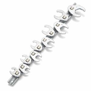 lot 20209 image: Bates- 38 Drive Flare Nut Wrench Set, 10 pcs, 38-1, Chrome-Plated Steel, SAE Crowfoot Flare Nut Wrench Set With Clip-on Storage Rail for Nut Removal, Automotive Repair, Hard-To-Reach Areas
