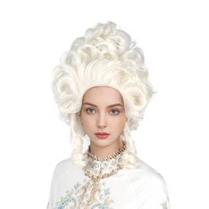 lot 20213 image: MUPUL Platinum Blonde Wig Short Curly Beehive Wig Queen Costume Women