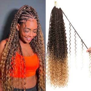 lot 20223 image: Goddess Boho Box Braids Crochet Hair-8 Packs 24 Inch Crochet Box Braids for Black Women Pre Looped (T27, 24 Inch (Pack of 8))