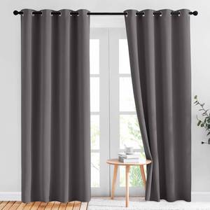 lot 20226 image: NICETOWN Gray Blackout Curtains for Bedroom 84 inches Long - Thermal Drapes Grommet Room Darkening Light Blocking Curtains Window Treatments for Living Room (2 Panels, W52 x L84, Grey)
