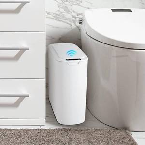 lot 1523 image: Cesun Automatic Small Bathroom Trash Can with Lid, 2.6 Gallon, White