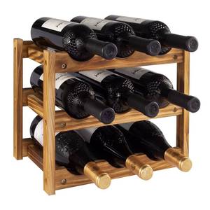 lot 1525 image: Niep Wine Rack 9 Bottle 3-Tier Wood Wine Storage Easy-Assembly Space-Saving for Wine Lovers,Kitchen Wine Organizer for Countertop,Table Top,Pantry, Home,Room Decor,Bar,Cellar Basement (3-Tiers)