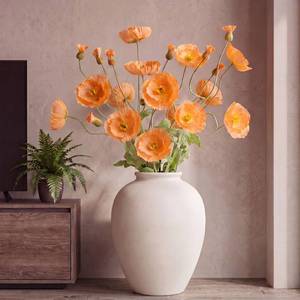 lot 1526 image: Rivvlive 8 Pcs 41.3 Artificial Poppy Flowers Faux Fake Large Silk Poppy Long Stems with 5.5 Big Flower Heads for Tall Vase Table Centerpieces Home Wedding Party Decor,Yellow
