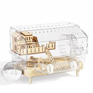 lot 1527 image: 9 in 1 Acrylic Hamster Cage, Clear Dwarf Hamster Cage, with Tubes and All Accessories, 2-Tier Mouse Habitat, Easy to Clean, Suitable for Small Pets (Transparent)