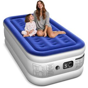 lot 1536 image: Xsleep Twin Air Mattress with Built in Pump Luxurious Comfort 18 Raised Inflatable Mattress Twin Airbed Blow Up Mattress for Home and Guests 753918Air Bed 2 Mins Fast InflateDeflate 330 lbs Max