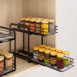 lot 1539 image: BOIVSHI Spice Rack Organizer for Cabinet, 2 Tier Pull Out Spice Organizer for Cabinet Height Adjustable Heavy Duty Metal Basket for Inside Cabinets & Pantry Closet (5.5Wx10.5Dx9.5H)