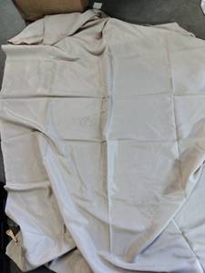 lot 1542 image: Tan curtains two pack approximately 9 ft by 5 ft