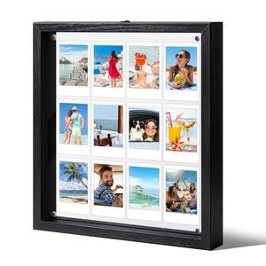 lot 1545 image: Namalu Magnetic Floating Picture Frame, 10x10 Inch Double Sided Acrylic Collage Photo for 2x3 Inch Mini Film, Black Wood Frame with Hanging Hooks, Tabletop & Wall Mount Display Home Decor Gift