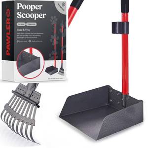 lot 1547 image: Pawler Pooper Scooper for Dogs with Long Handle Rake & Tray, Heavy Duty