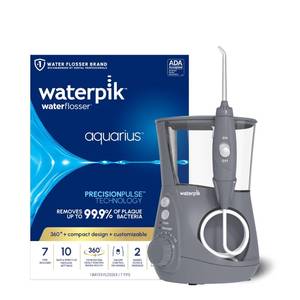 lot 1552 image: Waterpik Aquarius Countertop Water Flosser with 10 Settings, 7 Tips, Gray