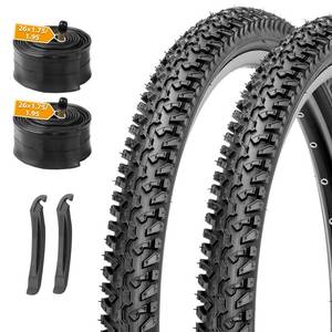 lot 1557 image: MOHEGIA 26x2.125 Mountain Bike Tires Set with Tubes & Levers, 2 Pack