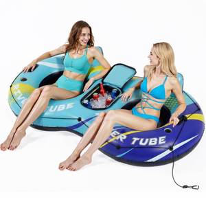 lot 1570 image: HLDIRECT 93 Inflatable River Tube for 2 Adults with Cooler & 2 Cup Holders