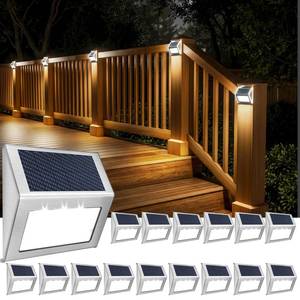 lot 1575 image: JSOT Solar Deck Lights Perfect for Fence, Step, Stair Decor-Cool White-16P