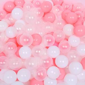 lot 2023 image: TRENDBOX Ball Pit Balls 100 - Macaron Colors Balls for Ball Pit, Play Tent Baby Playhouse Pool Birthday Party Decoration (C-Pink, White&Clear)