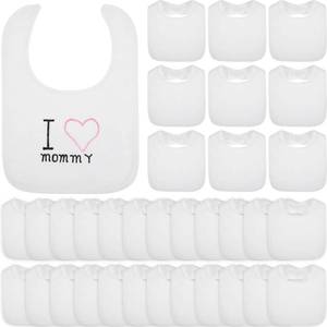 lot 2028 image: Toulite 50 Pcs White Baby Bibs Unisex Washable Cotton Double Sided