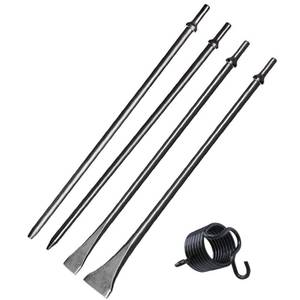 lot 2403 image: Phyxlyn Pneumatic Air Chisel Set with Air Hammer Spring, 732 x 18 Point Tip��38 x 18 Point Tip��34 x 18 Flat Chisel, 2 Wide 18 Long Scaling Chisel Floor Scraper, 0.401 Inch Shank Air Tool