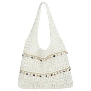 lot 2405 image: Allhero Crochet Beach Tote Bag, Aesthetic Mesh Tote Bag Hippie Bag Knit Bag, Summer Beach Bag for Women