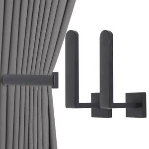 lot 2416 image: Groleca 2 Pack Metal Curtain Holdbacks, Curtain Tiebacks Hooks, Black
