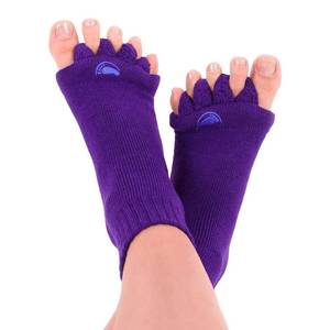 lot 2421 image: My Happy Feet Foot Alignment Socks with Toe Separators (Purple, Medium)