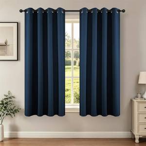 lot 2428 image: Joydeco Blackout Curtains 63 Inch Length 2 Panels Set, Thermal Insulated Long Curtains& Drapes 2 Burg, Room Darkening Grommet Drapes for Living Room Bedroom Window (W52 x L63 Inch, Navy Blue)