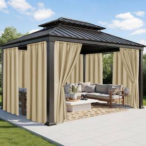 lot 2442 image: RichSets Outdoor Curtains for Patio Waterproof, 8 Panels, Rod Pocket