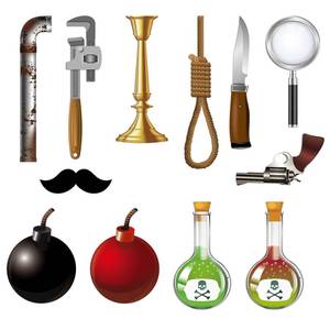 lot 2456 image: Tenceur 36 Pcs Murder Mystery Themed Party Decorations Kits Crime Themed Photo Prop Cutouts Murder Mystery Signs Clue Game Decorations for Fun Party Birthday Detective Activities