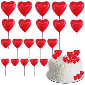 lot 2462 image: BEISHIDA 20 PCS Red Heart Shape Mini Ball Cake Toppers Foam Cake Balls Decoration Supplies for Happy Birthday Anniversary Wedding Valentines Day Cake Decorations