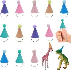 lot 2483 image: 12pcs Mini Party Hats for Stuffed Animals, Birthday Party Cone Hats Dolls Dog Cat Rabbit Puppies Animal Birthday Decorations
