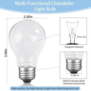 lot 2487 image: JUNFMLY 100W Incandescent Light Bulbs, A19, 2700K Warm White, 6 Pack