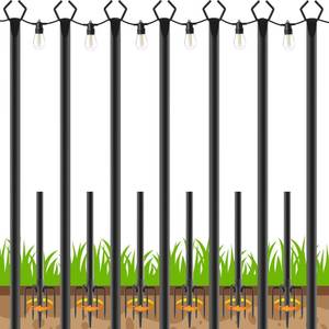 lot 3579 image: TQQVXX 7 Pack 10 FT String Light Poles,Metal with Fork Lights Poles for Outdoor String Light, Rustproof Heavy Duty for Outside Garden,Patio,Wedding,Backyard,Deck,Party