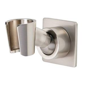 lot 4328 image: Shower Head Holder Handheld Shower Wand Bracket Adhesive Shower Wall Mount Holder Brass Shower Spray Holder Brushed Nickel, Drill Free Glue Installation