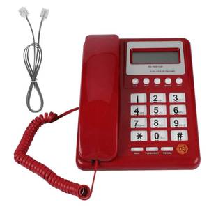 lot 5195 image: KX T8001 Corded Telephone, ABS Red Wired Corded Telephone Dual Mode Desktop Phone Landline Fixed Telephone with Caller ID, for Home Hotel Office