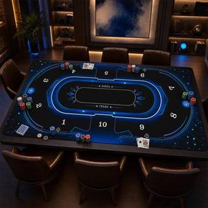 lot 5198 image: AQQA 70x35 Inch Poker Table Mat, Texas Holdem Table Top for 8-10 Players
