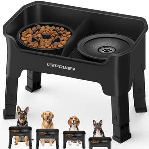 lot 5201 image: URPOWER Mess Proof Elevated Dog Bowls 4 Height Adjustable Raised Stand