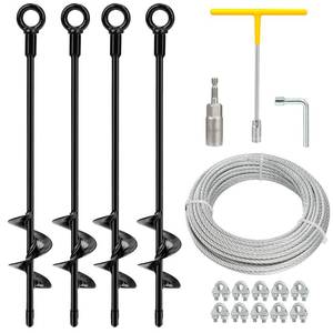 lot 5203 image: hannger 4 Pack 18 Heavy Duty Ground Anchors Shed Anchor Kit with 316 Galvanized Cable, Swing Set Anchors Trampoline Stakes for Shed Canopy Gazebo Carport Tent