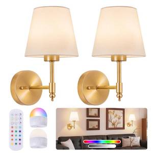 lot 5206 image: Battery Operated Wall Sconce Set of 2, Rechargeable Wireless Wall Lights