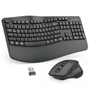 lot 5207 image: Wireless Keyboard and Mouse Combo, 2.4G Ergonomic Wave Keys(Graphite)
