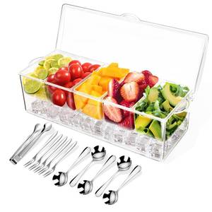 lot 5211 image: Condiment Tray with Stainless Steel Tableware, Chilled Condiment Server