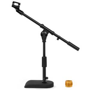 lot 5218 image: InnoGear Adjustable Desk Microphone Stand, Weighted Base with Soft Grip Twist Clutch, Boom Arm, 38 and 58 Threaded Mounts for Blue Yeti and Blue Snowball, Kick Drums, Guitar Amps, Black
