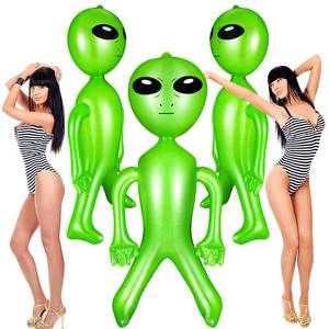 lot 5220 image: Zhanmai 3 Pieces 63 Inch Giant Inflatable Alien Blow up Jumbo Green Inflate Alien for Theme Birthday Party Favors Decorations Indoor Outdoor Photo Prep Halloween Easter Christmas Decorations